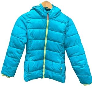 Girls Sz 10-12 Champion Puffer Coat Teal EUC like new